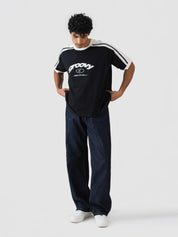 GROOVY streetwear ringer t-shirt, black, contrast trim
