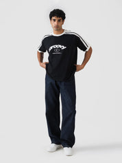 GROOVY ringer t-shirt, black colorway, contrast trim, Pakistan