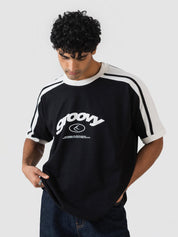 GROOVY black ringer t-shirt, contrast trim, Pakistan