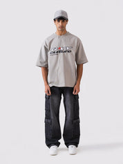 GROOVY stone grey oversized t-shirt, car graphic print, Pakistan