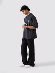 GROOVY black oversized t-shirt, photographic graphic print, Pakistan streetwear