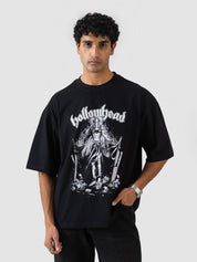 GROOVY black oversized t-shirt, skull graphic print, Pakistan