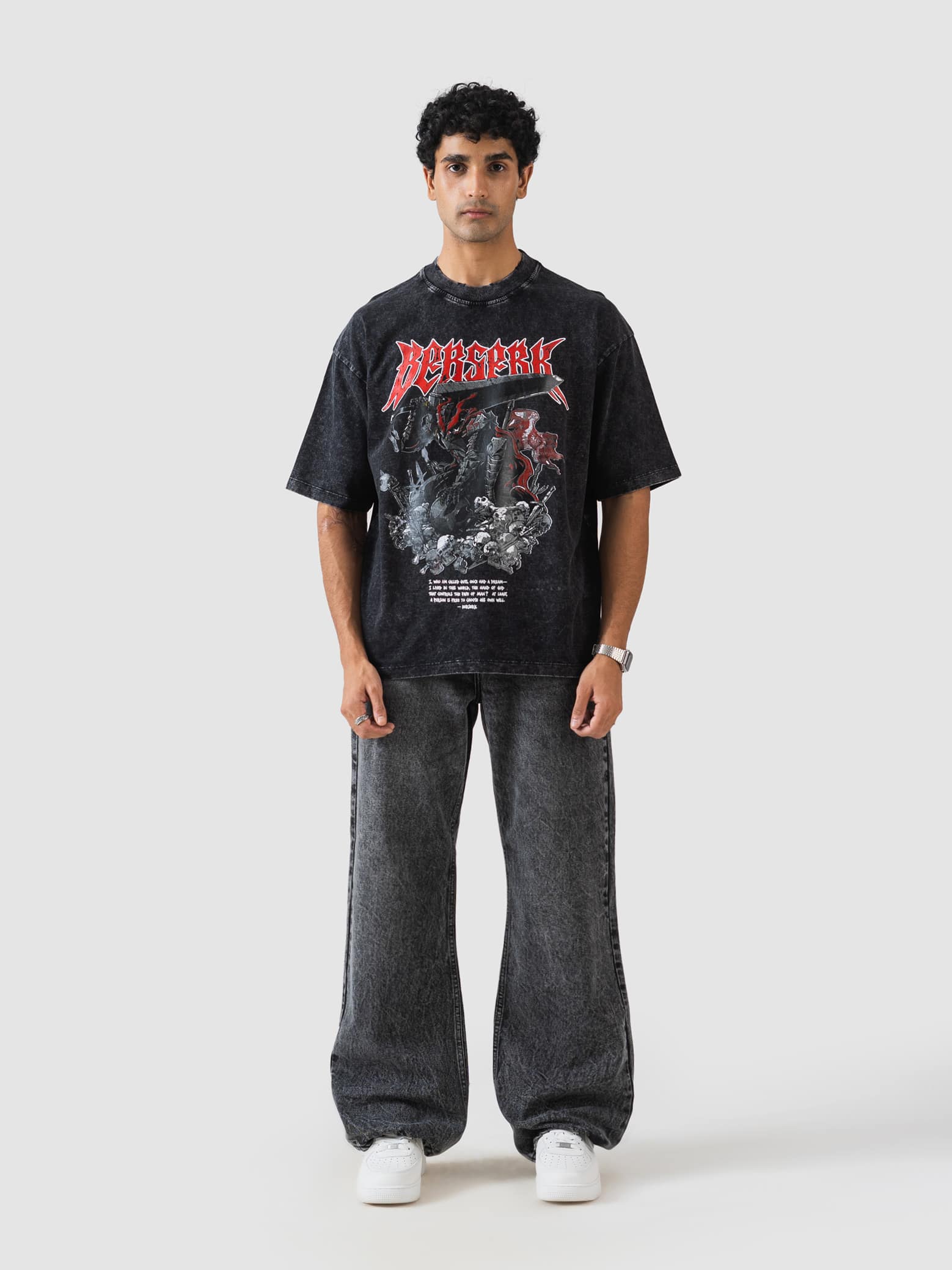 GROOVY Pakistan oversized t-shirt in washed black, warrior graphic print