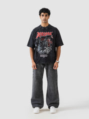 GROOVY Pakistan oversized t-shirt in washed black, warrior graphic print