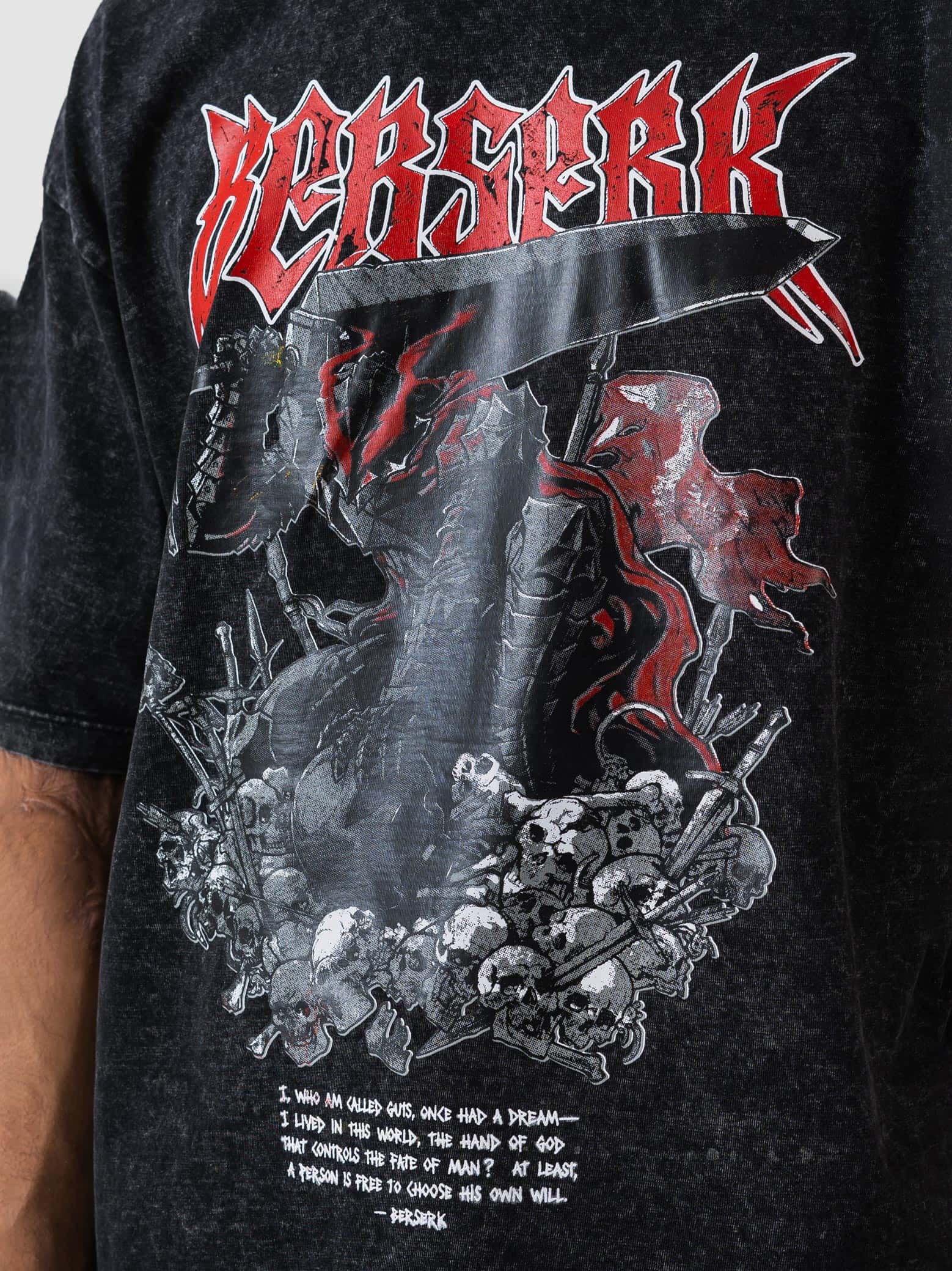 GROOVY Pakistan oversized t-shirt, washed black, warrior graphic print