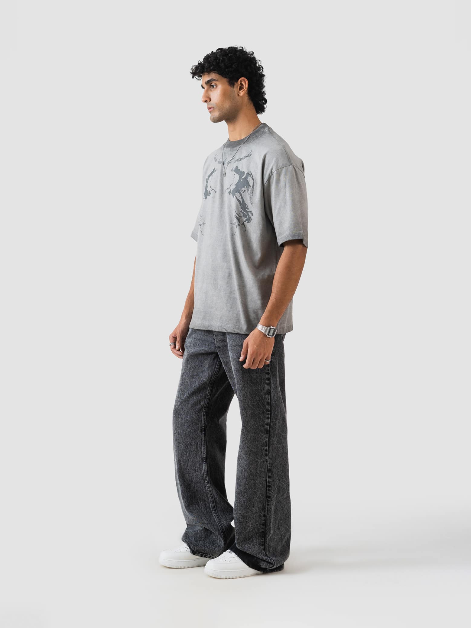 GROOVY Pakistan oversized t-shirt, washed grey, graphic print