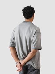 washed grey oversized t-shirt from GROOVY, graphic print, made in Pakistan