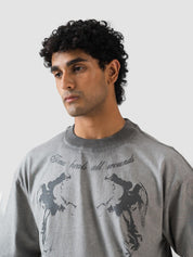 GROOVY washed grey oversized t-shirt, graphic print, Pakistan streetwear