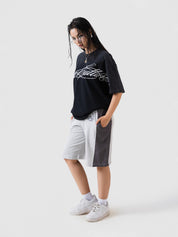 GROOVY fade-washed black t-shirt, script graphic print, Pakistan streetwear