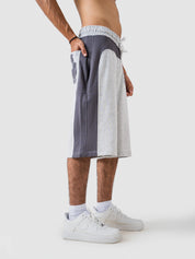 colorblock shorts from GROOVY, white and grey, made in Pakistan