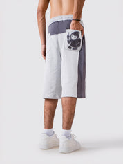 GROOVY Pakistan shorts, white and grey colorblock