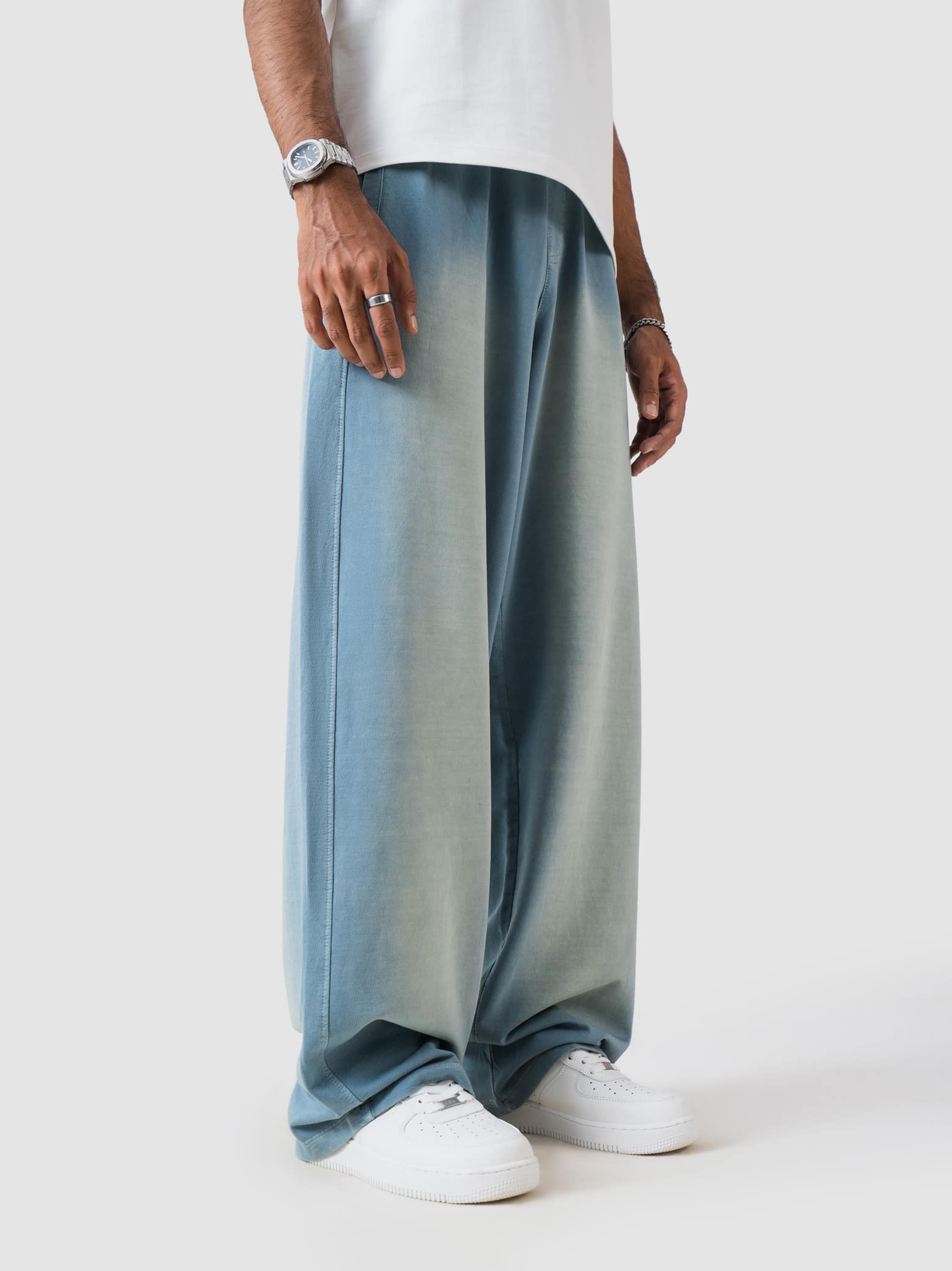 GROOVY Pakistan baggy trouser, tinted blue denim, wide-leg fit
