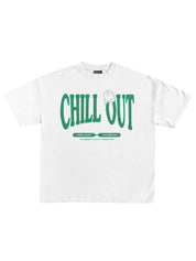 White Graphic Tee Flat Lay – Chill Out – GROOVY Pakistan