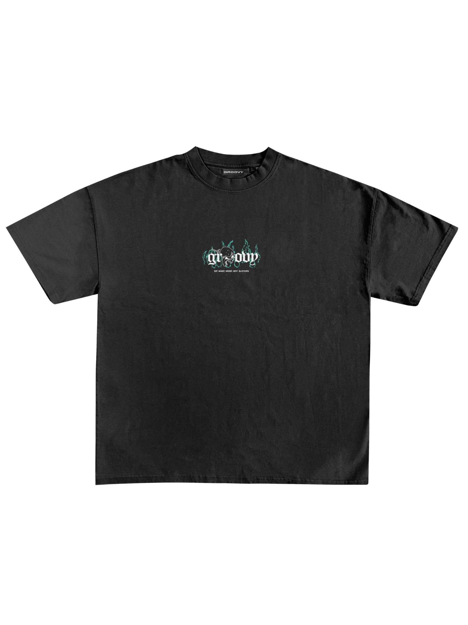 GROOVY Grunge Slogan tee flat lay black slogan graphic oversized Pakistan – GROOVY